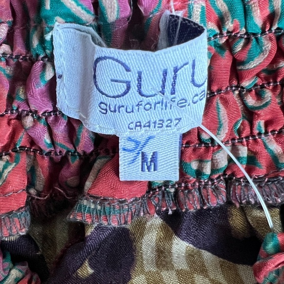 GURU Upcycled Pants Sari's by Nature Fair Trade Size S/M Shirred Waistband NEW - Picture 6 of 7